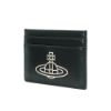 圖片 Vivienne Westwood 小牛皮銀土星logo四卡卡夾(黑)