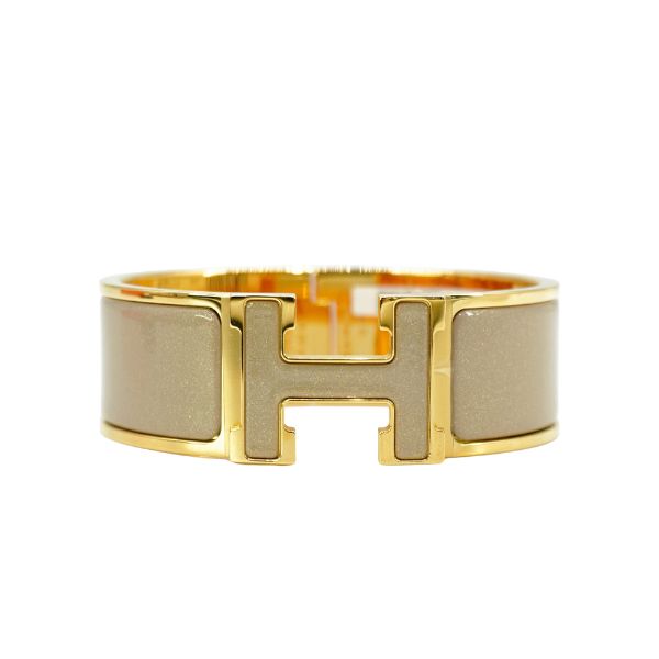 圖片 Hermes Clic H Logo星光琺瑯寬版手環-PM(灰/金)