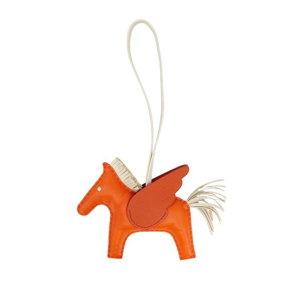 圖片 Hermes  Rodeo MM Charm 飛馬吊飾(橘/米白)