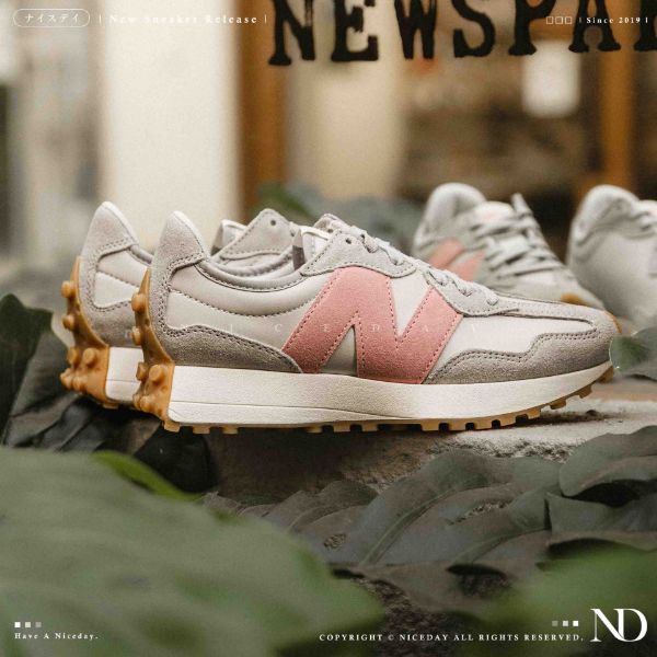 NICEDAY 現貨 New Balance 327 灰粉 粉色 淺粉 蒂芬妮 粉紅 女鞋 復古 麂皮 WS327KAZ