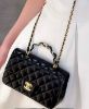 圖片 CHANEL 香奈兒 23k AS2431 金飾皮穿鏈手柄mini cf 黑金