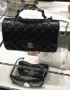 圖片 CHANEL 香奈兒 23k AS2431 金飾皮穿鏈手柄mini cf 黑金