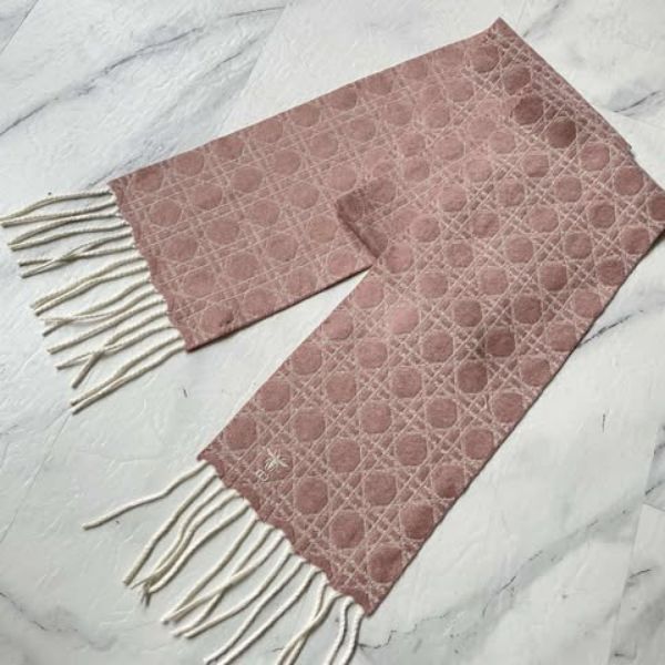 圖片 Dior 新款格紋羊絨小蜜蜂刺繡圍巾