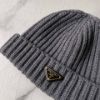 圖片 Prada 灰色帶藍調針織三角標毛帽
