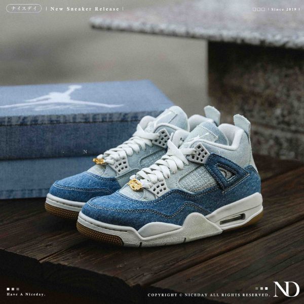 NICEDAY 現貨 Nike Air Jordan 4 Denim 丹寧 牛仔 藍 拼接 復古 藍白 白藍 IB6716-100