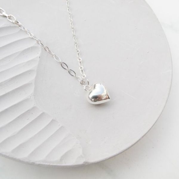 圖片 【手工客製銀飾】立體愛心×不對稱 純銀時尚個性項鍊  | 大員囡仔