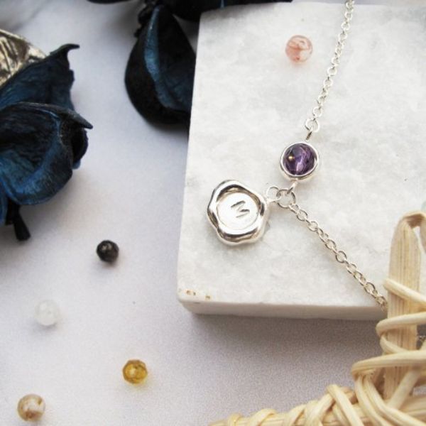 圖片 【手工客製銀飾】蠟封×字母×星座×天然石 純銀手鍊 | 大員囡仔