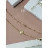圖片 Dior 經典CD Logo、愛心設計 金色 女生 雙鏈 手鍊