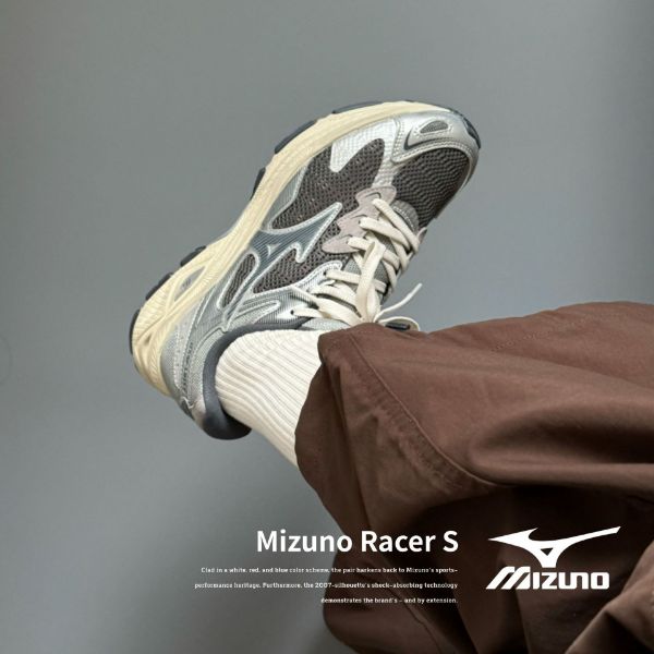 NICEDAY 現貨 Mizuno Racer S 美津濃 銀灰 藍 復古 慢跑 D1GH223519