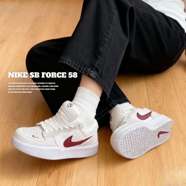 NICEDAY 代購 NIKE SB Force 58 酒紅灰 灰色 麂皮 復古 小勾 滑板 灰棕 FQ7637-001