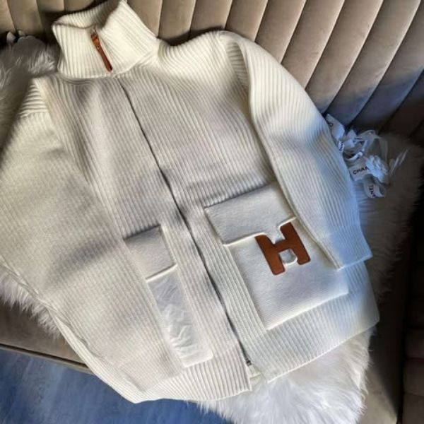 圖片 Hermes 金棕H拼皮拉鍊外套