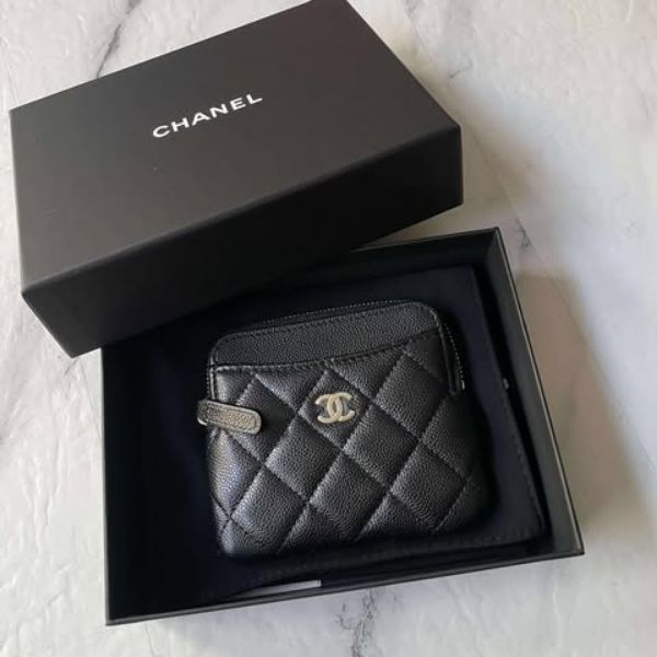圖片 Chanel 黑金荔枝吐司零錢包