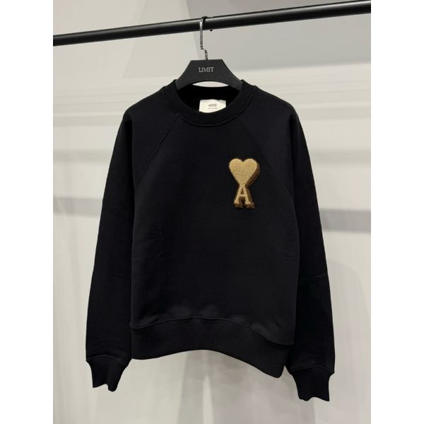 圖片 Ami新款 泰迪熊 大愛心設計 黑色大學t 長袖