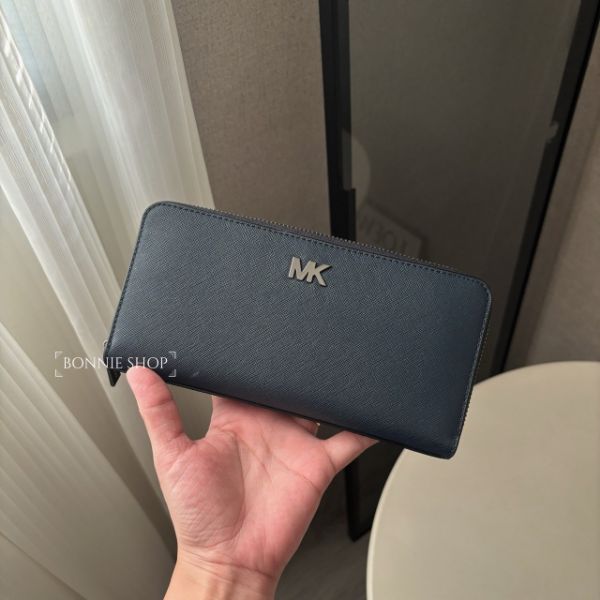 圖片 Michael Kors MK防刮皮革拉鏈長夾（深藍）