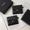 圖片 Chanel 香奈兒 菱格紋 荔枝皮革牛皮 黑銀扣 黑金扣 女生 女款 三折 皮夾 短夾