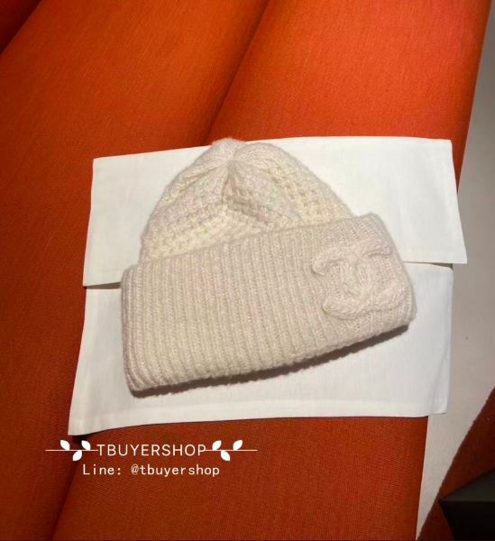 圖片 Chanel 25k 米白  菠蘿毛帽 冷帽 針織帽