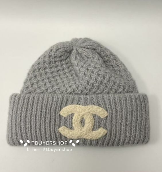 圖片 Chanel 25k 灰色 菠蘿毛帽 冷帽 針織帽
