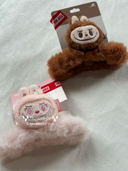 圖片 Popmart Labubu Mokoko 毛絨髮夾 兩款可選