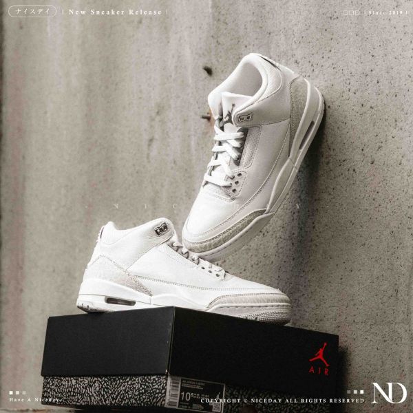 NICEDAY 現貨 Air Jordan 3 Retro 白 爆裂紋 爆裂 米白 復刻 金錢 喬丹 男鞋 CT8532-111