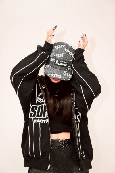 Supreme FW25 Week10 Jacquard Logos Denim Camp Cap	