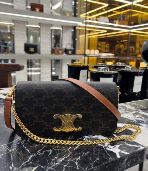 圖片 《我最便宜!全新正品》Celine 標誌印花及皮革 多用途鏈帶包