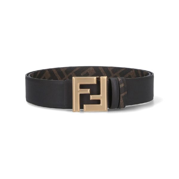 圖片 FENDI FF金色LOGO 小牛皮雙面腰帶/皮帶 深棕色 95公分/ 100公分 - 7C0541ASIW F1S9U