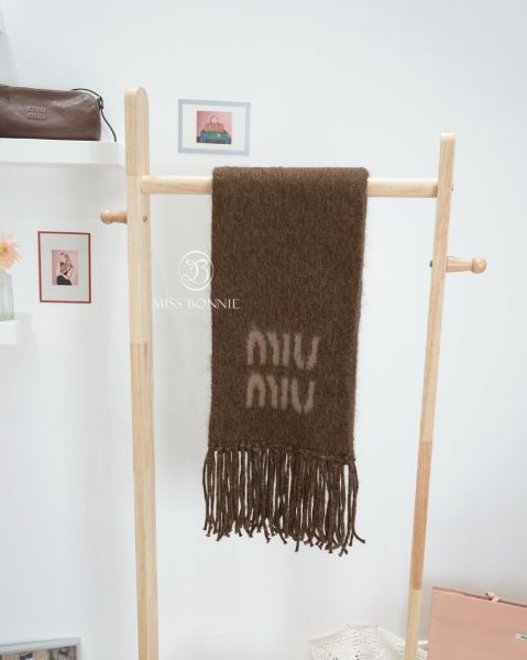圖片 Miu Miu 羊毛流蘇圍巾-棕色(預購)