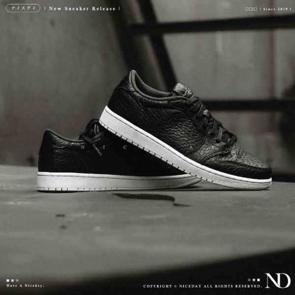 NICEDAY 現貨 Air Jordan 1 Swooshlost 沒有勾勾 無勾 荔枝皮 黑色 奶油底 復古 簡約 848775-005