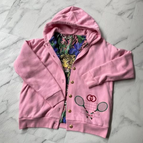 圖片 Gucci 粉色網球拍連帽開衫外套