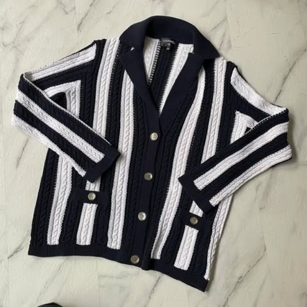 圖片 Chanel 23p 藍白條紋開衫外套