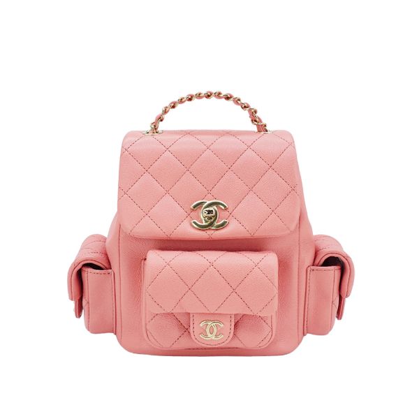 圖片 Chanel 展示品 Duma 粒紋小牛皮淡金釦後背包(AS4399-粉)