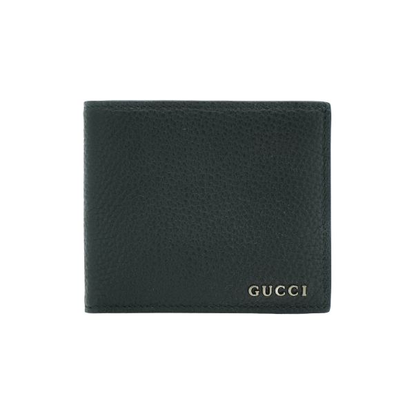 圖片 Gucci 銀Logo粒面牛皮品牌八卡對開短夾(771148-黑)