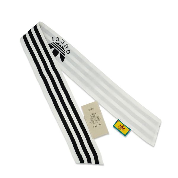 圖片 Gucci X Adidas 聯名款 展示品 直條紋Twilly絲巾(703568-白)