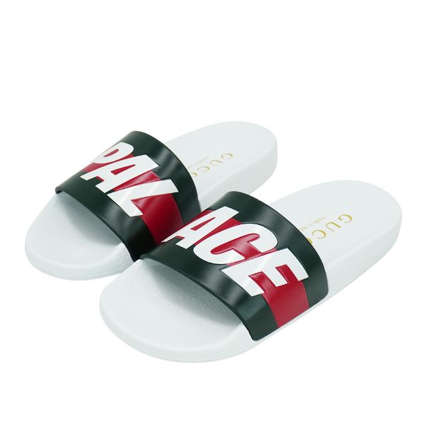 圖片 Gucci X Palace 品牌logo平底拖鞋#35(723348-白)