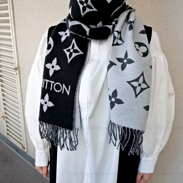 圖片 《現貨最低特價 》Louis Vuitton LV  Essential  100%羊毛圍巾 黑色