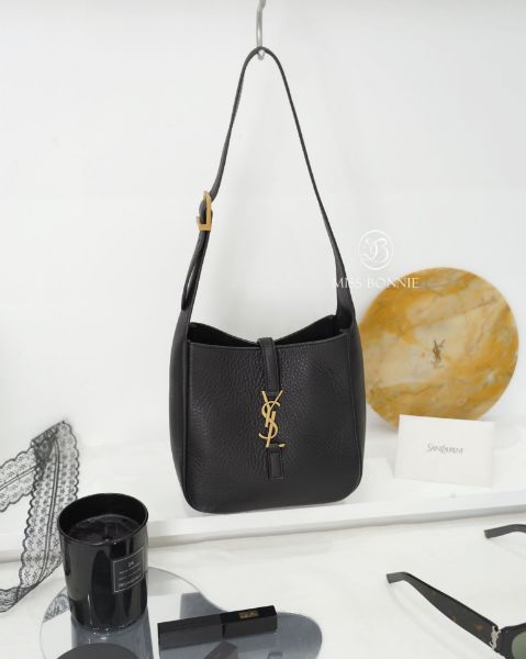 圖片 YSL LE 5 À 7 粒面皮革BABY手袋-黑色/金釦(預購)