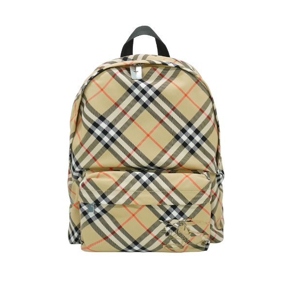 圖片 Burberry Vintage 格紋戰馬印花帆布拉鍊雙肩後背包(8091312-米)