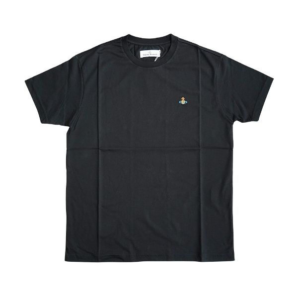 圖片 Vivienne Westwood 棉質彩色刺繡星球logo圓領男短T(黑)