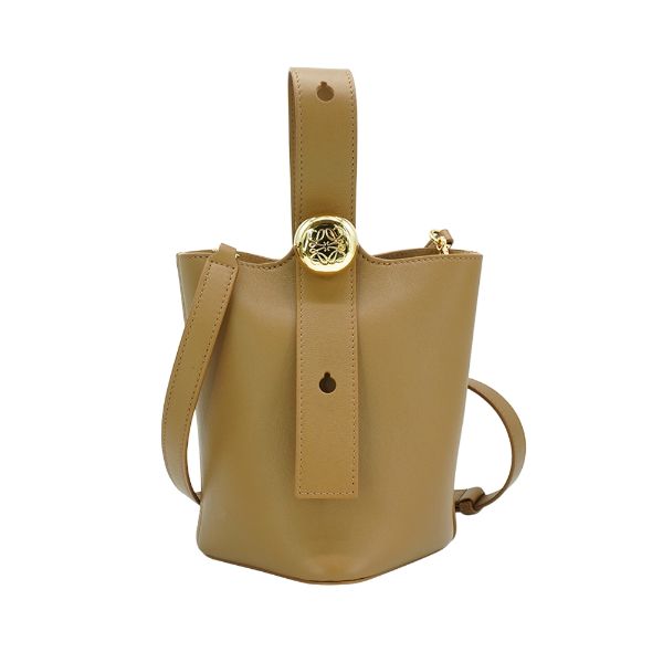 圖片 Loewe 展示品 Pebble Mini 光滑小牛皮米你二用水桶包(橡木色)