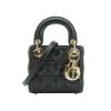 圖片 Dior 展示品 Lady Dior Micro 籐格紋羊皮金釦迷你二用包(黑)