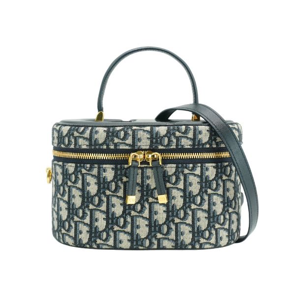 圖片 Dior 展示品 Signature Vanity 小牛皮拚緹花中型二用化妝箱(藍)