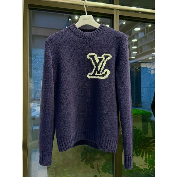 圖片 Louis Vuitton LV 經典前後Logo設計 深藍配色 爆款 羊毛 毛衣
