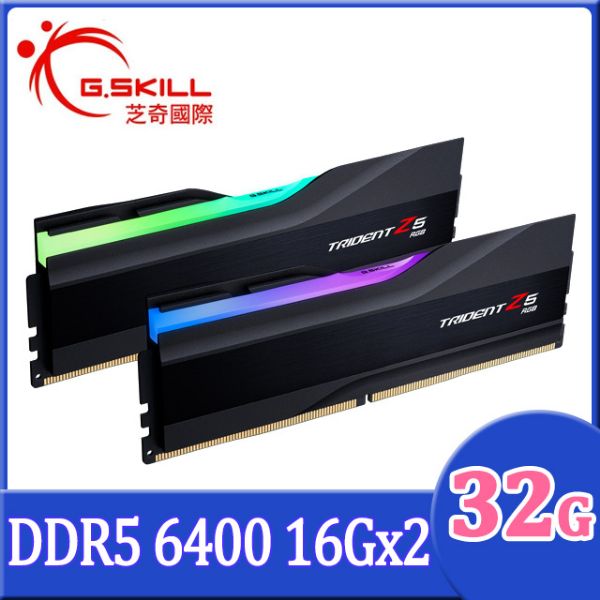 圖片 芝奇 幻鋒戟RGB 32GB(雙通16G*2) D5-6400/CL32黑( F5-6400J3239G16GX2-TZ5RK)