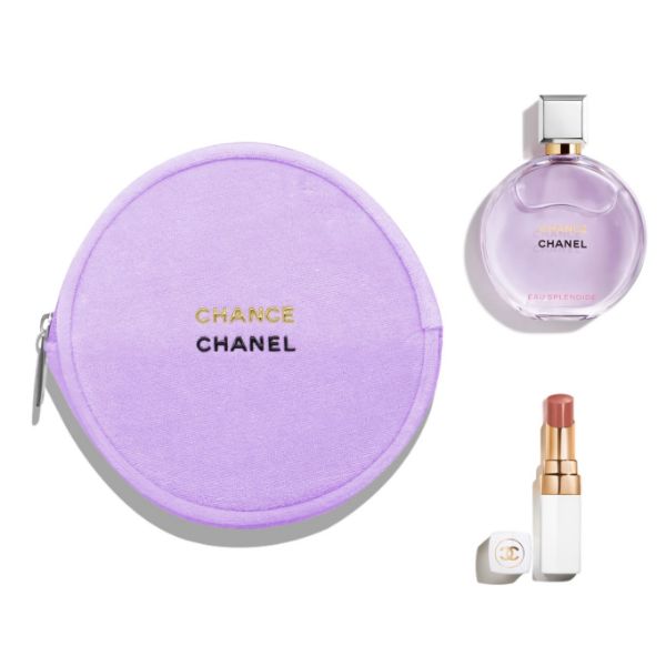 圖片 CHANEL 香奈兒香氛 CHANCE 紫色霓幻香水口紅化妝包套組附吊飾 - 精選組合/專櫃緞帶包裝