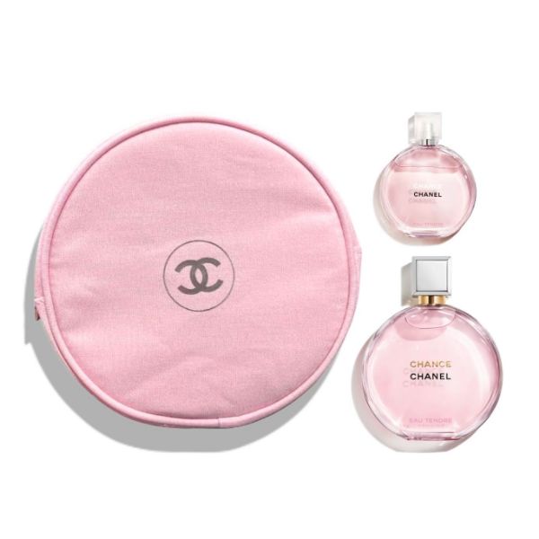 圖片 CHANEL 香奈兒香氛 CHANCE 粉紅甜蜜髮香香水化妝包套組附吊飾 - 精選組合/專櫃緞帶包裝