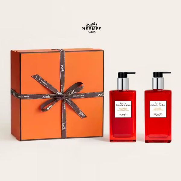 圖片 Hermès 愛馬仕香氛 緋紅火參 沐浴身體乳禮盒  Eau de rhubarbe ecarlate - 精選禮盒/專櫃緞帶包裝