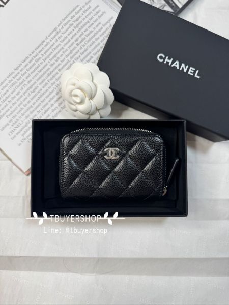 圖片 Chanel cf拉鍊卡包/錢包  黑銀牛 