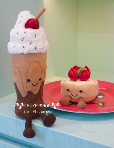 圖片 Jellycat 下午茶 巴黎限定 巧克力奶昔/草莓塔
