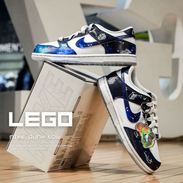 NICEDAY 代購 LEGO x Nike Dunk Low 樂高 聯名 深藍 閃電藍 藍黑 星空 積木 大童 女鞋 IM1448-100