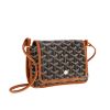 圖片 GOYARD 高雅德 新款PLUMET系列帆布LOGO翻蓋扁斜背包(黑色/棕色)